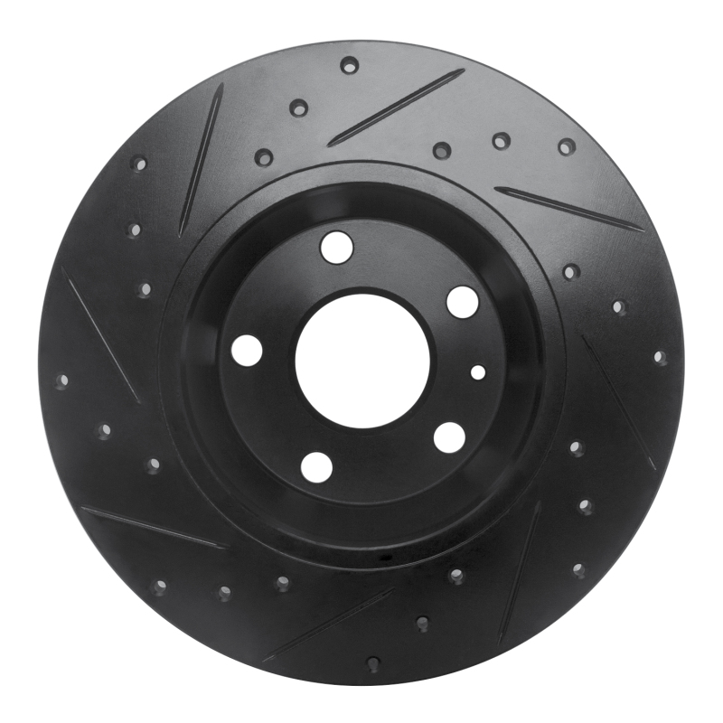Audi TT Quattro Brake Rotor (1) - Rear Right - R1 Concepts - Drilled & Slotted - Black - `08-`15